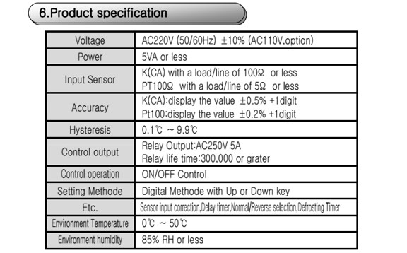 6. مشخصات محصول ترموستات سنگیج مدل SU-105PSSR